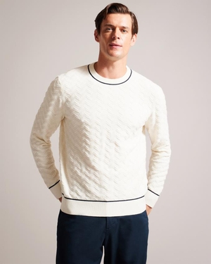 Pull Ted Baker Long Sleeve Chevron Knit Blanche Homme | PMH-66206629